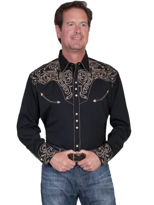 Scully Western Mens Black Polyester L/S Elegant Scroll Western Shirt Timeless Look Bold colors Scully Western Mens Black Polyester L/S Elegant Scroll Western Shirt
