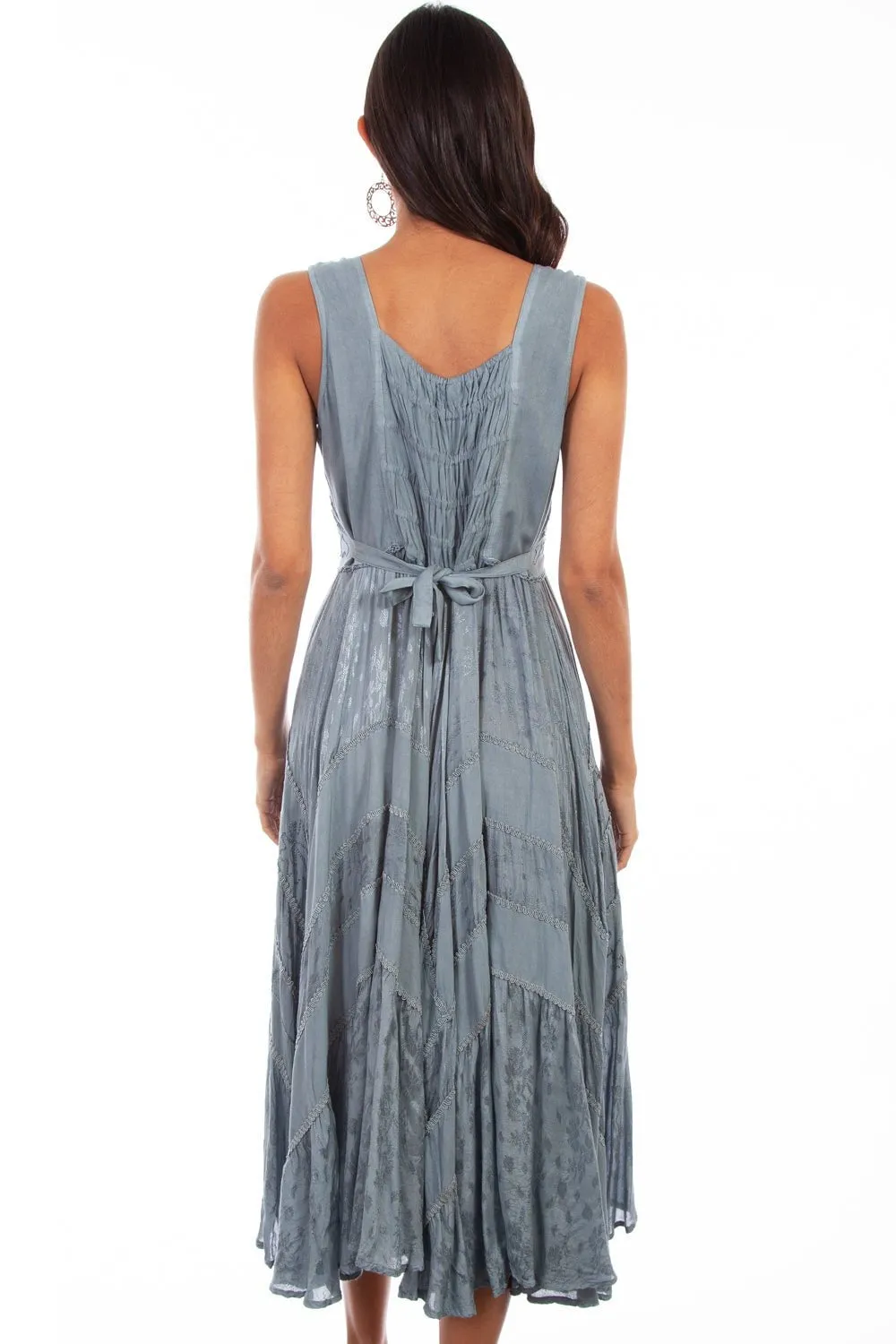 Scully Womens Ash Grey Rayon Lace Front S/L Dress Simple clothing Stretch Fit Denim