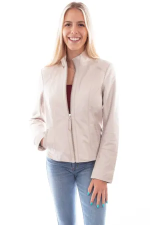 Scully Womens Beige Leather Zip Stand Up Jacket M Edgy Touch Daily Musthave Scully Womens Beige Leather Zip Stand Up Jacket M