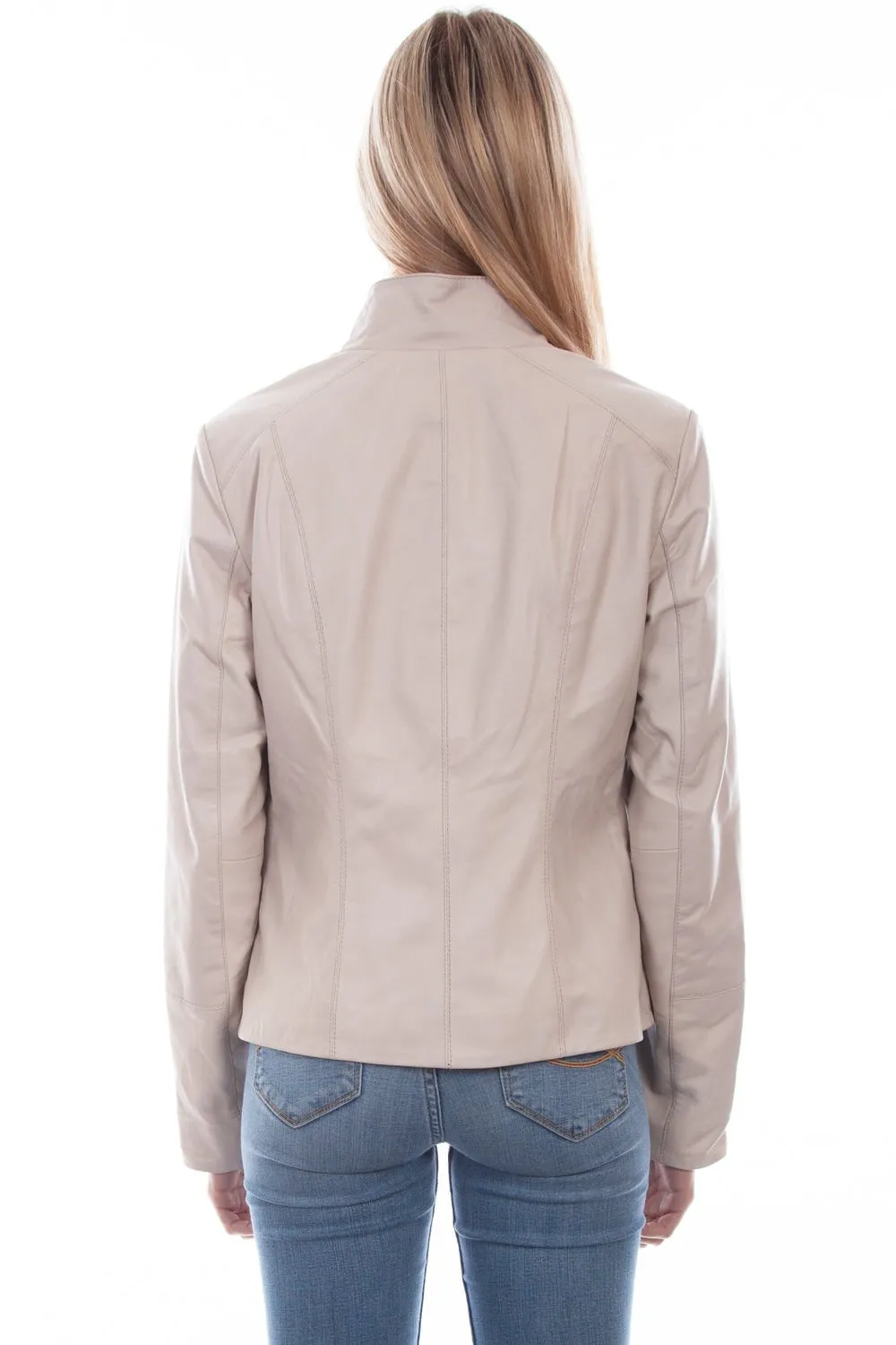 Scully Womens Beige Leather Zip Stand Up Jacket Traveler Gear Luxury Teen Outfit Eco Friendly Travel Outfit