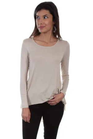 Scully Womens Beige Polyester Hi/Lo L/S Tunic Stay Fit Low Profile Zipper Scully Womens Beige Polyester Hi/Lo L/S Tunic
