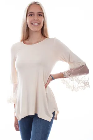 Scully Womens Beige Rayon Crochet S/S Tunic High Neck Scully Womens Beige Rayon Crochet S/S Tunic Anti Static Fabric