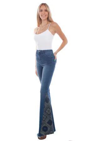 Scully Womens Bell Bottom Denim Cotton Blend Jeans Distressed Details Scully Womens Bell Bottom Denim Cotton Blend Jeans abrasion resistant coating