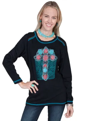 Scully Womens Black 100% Cotton Cross L/S Tunic Street Twist Always Fits Well Universal Basic Scully Womens Black 100% Cotton Cross L/S Tunic