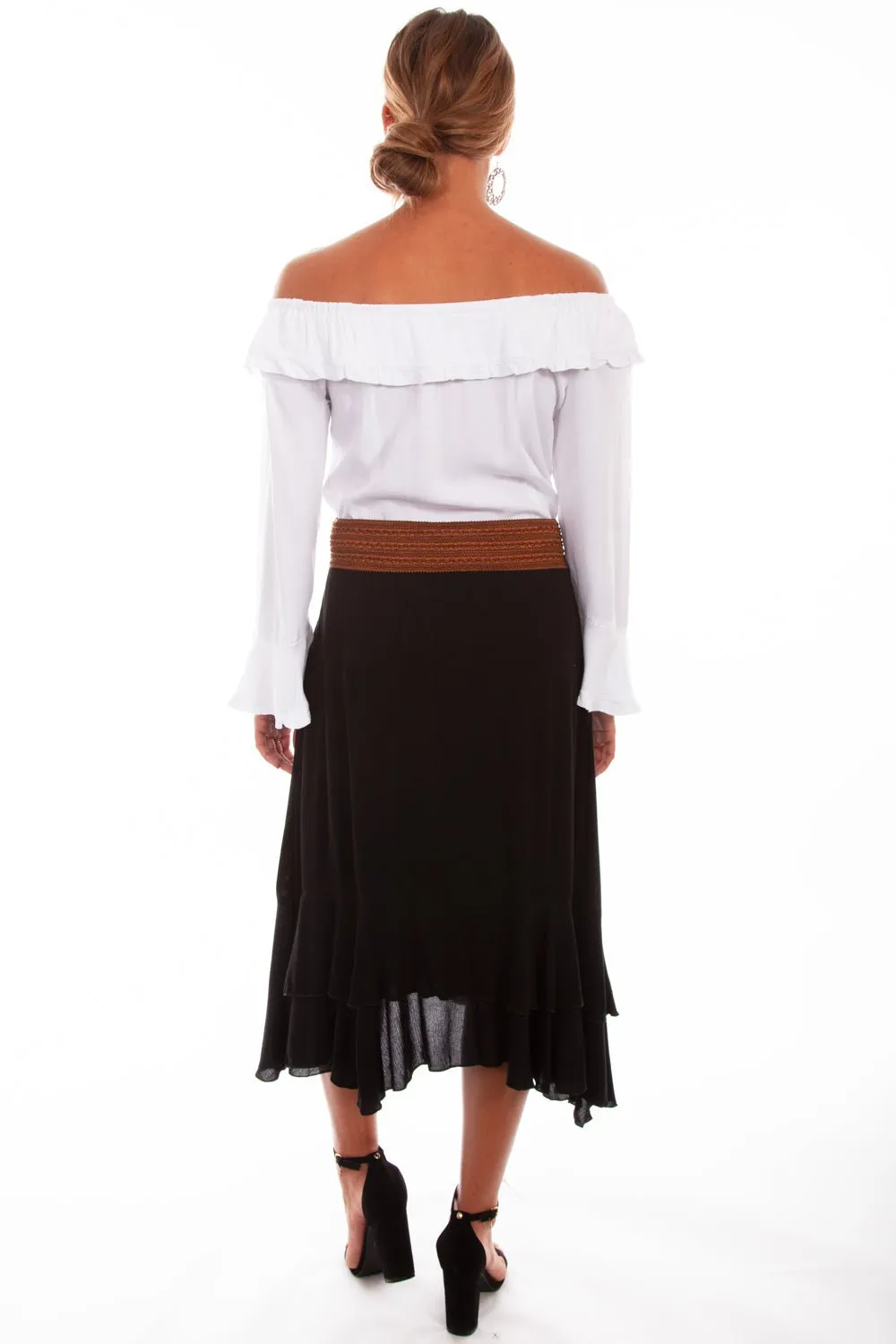 Winter Warmth Minimalist Reliable Fit Scully Womens Black 100% Rayon Maxi Ruffle Skirt