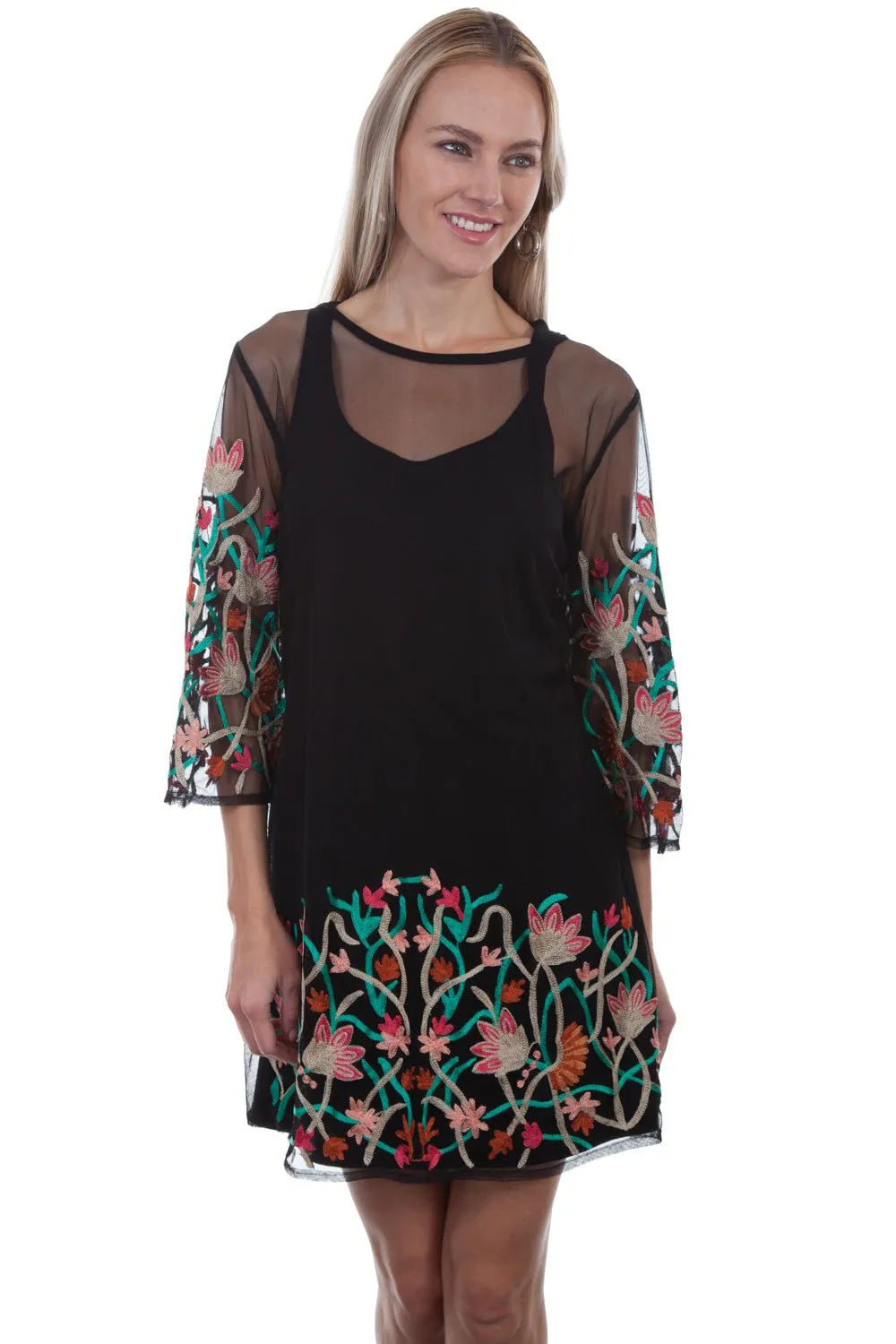 Artist Vibe Travel Outfit Active Days Scully Womens Black 100% Viscose Colorful 2-Piece S/S Dress
