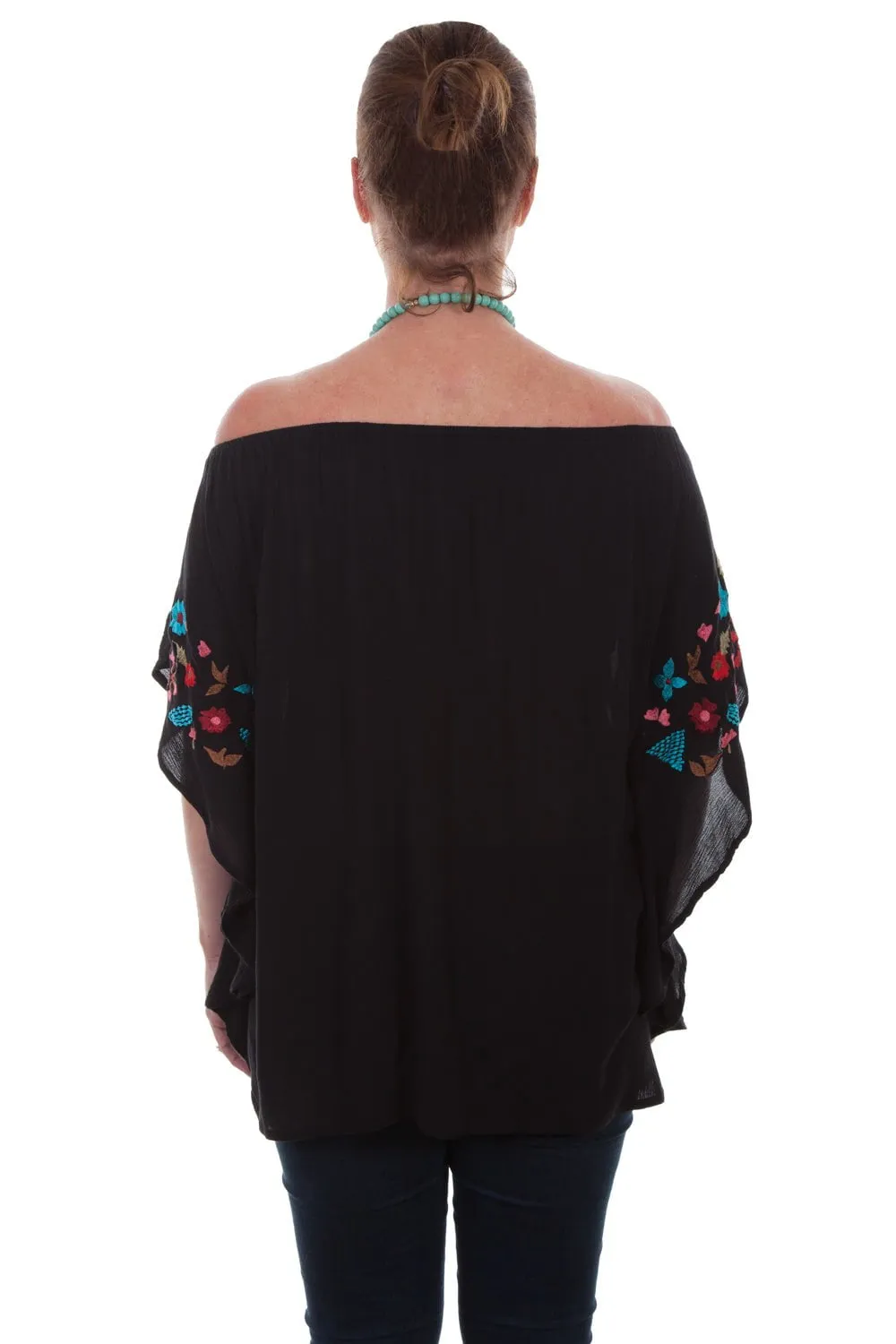Airflow Ventilation System Reinforced Elasticity Scully Womens Black 100% Viscose Vibrant Floral S/S Blouse