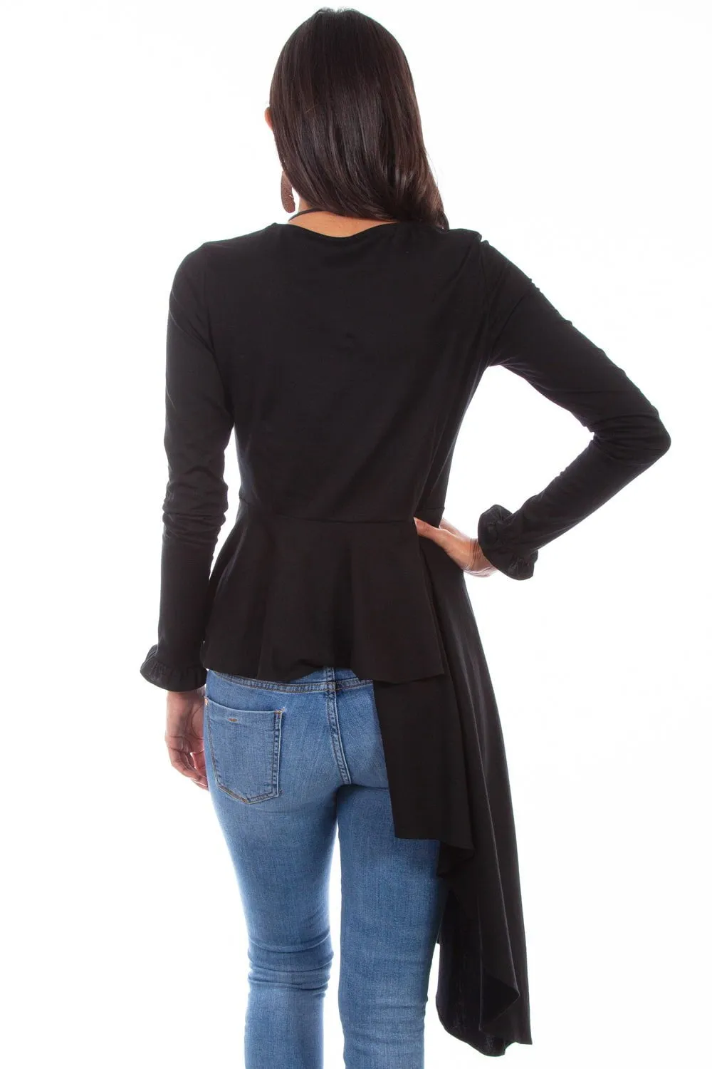 Scully Womens Black Cotton Blend Peplum L/S Tunic Smart Casual Outerwear Friendly