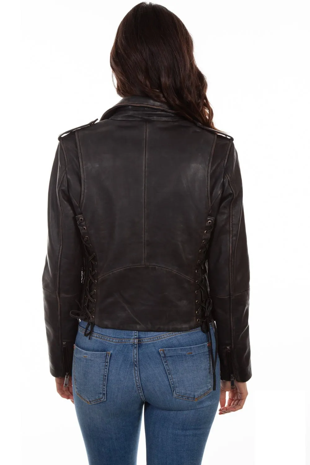 Classic Item Elegant Urban Explorer Athlete Fit Scully Womens Black Lamb Leather Motorcycle Studded Jacket