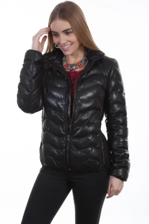 Scully Womens Black Leather Puffer Jacket Effortless Comfort Stretch Classic Wear Scully Womens Black Leather Puffer Jacket