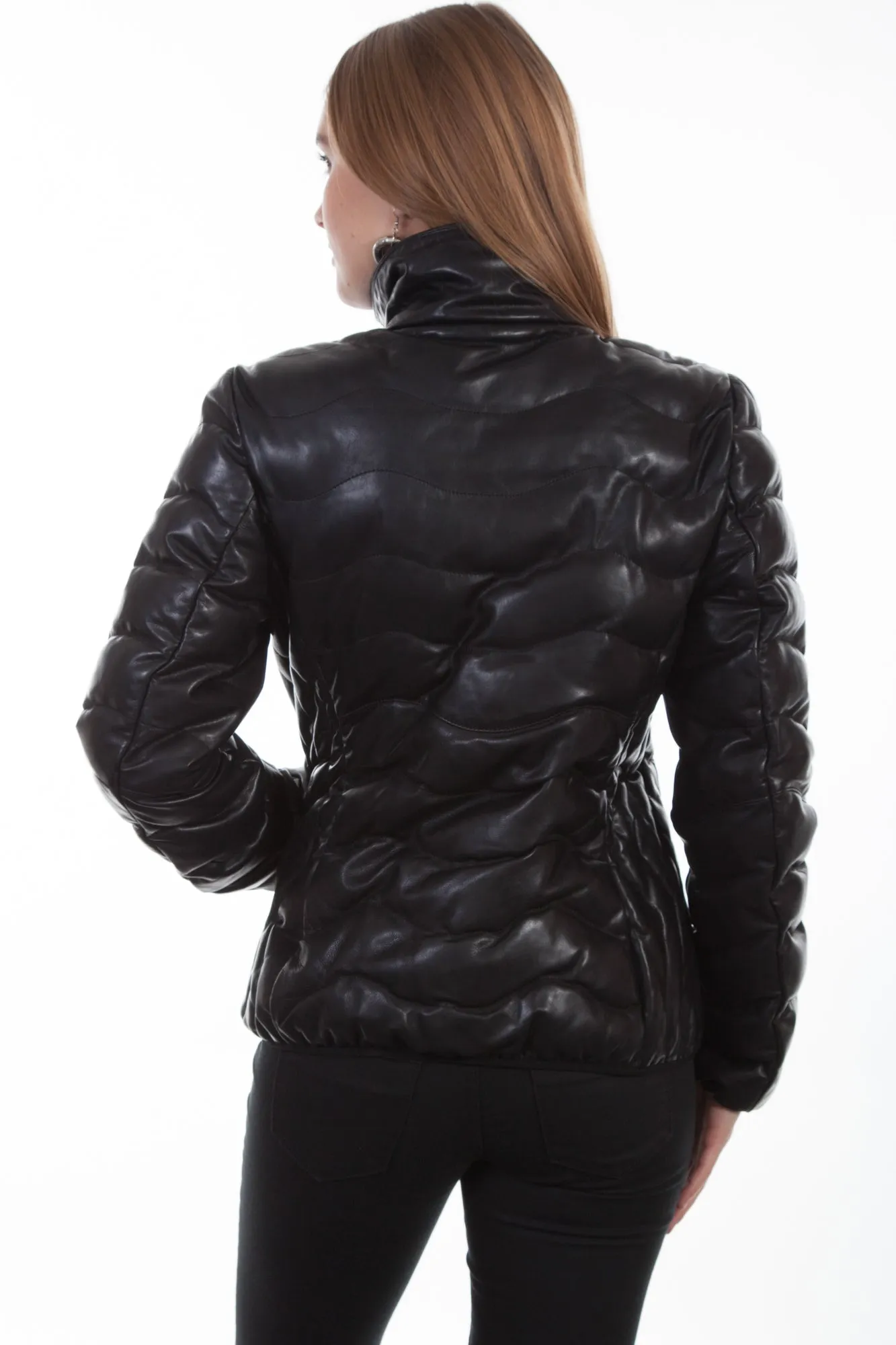 Scully Womens Black Leather Puffer Jacket Fashion Comfort