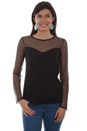 Scully Womens Black Nylon Swiss Dot L/S Tunic Luxury Mode Scully Womens Black Nylon Swiss Dot L/S Tunic Breathable fabric technology