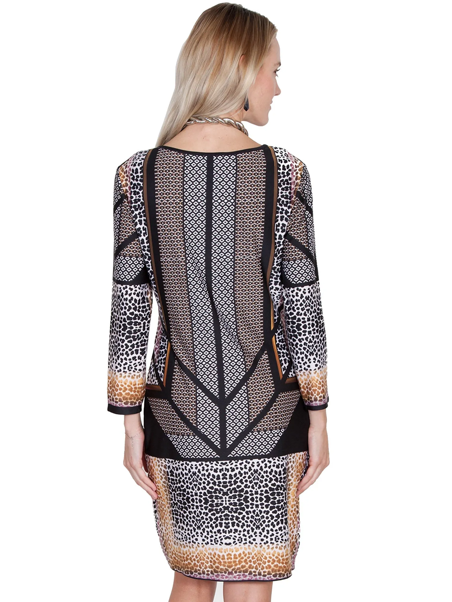 Scully Womens Black Polyester Animal S/S Dress Casual Dressing Premium Outdoor Enthusiast