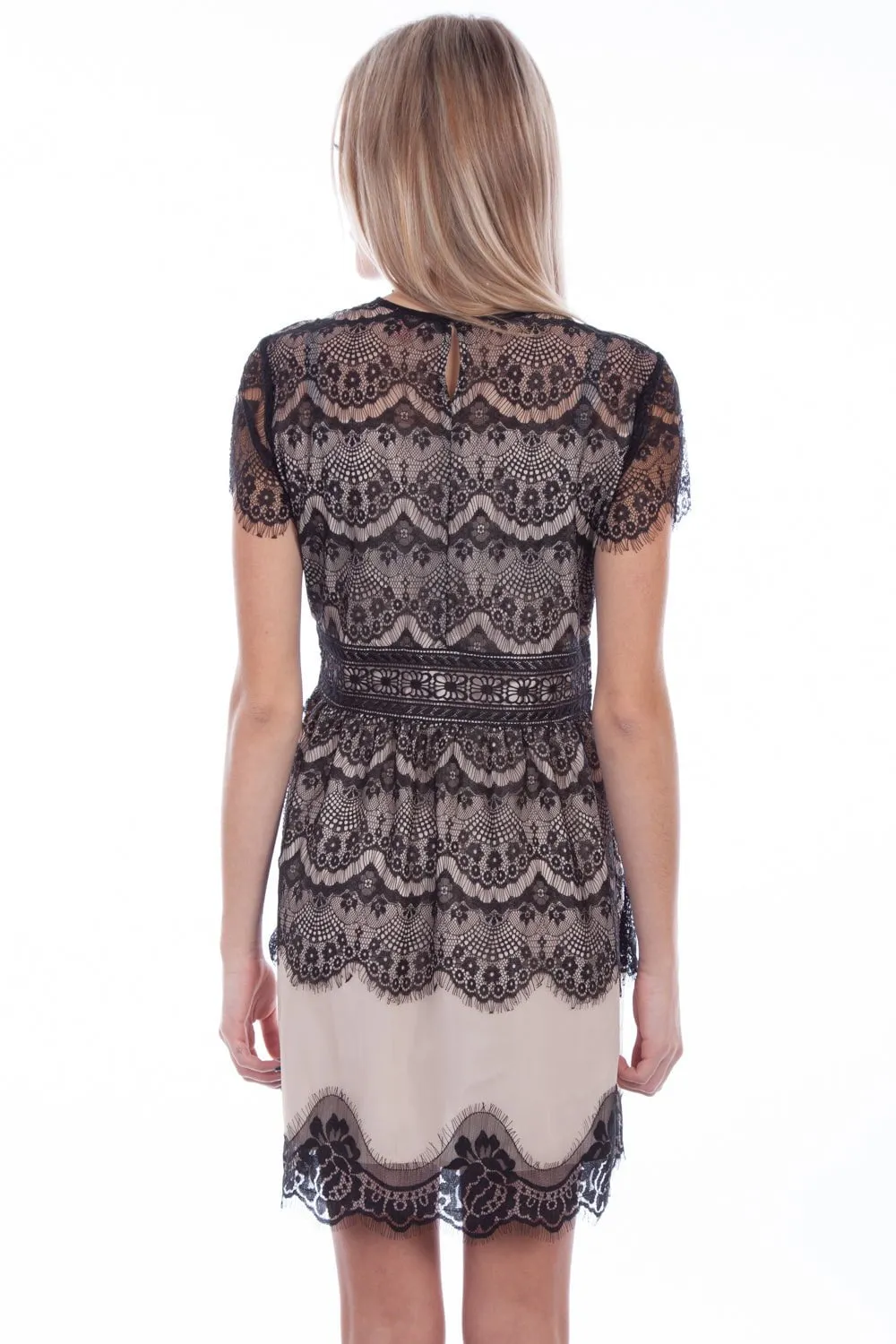Elegant Formal Scully Womens Black Polyester Contrast S/S Dress