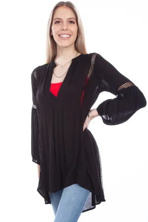 Scully Womens Black Rayon Waffle Weave L/S Tunic Durable Line Night Out Bold Look Scully Womens Black Rayon Waffle Weave L/S Tunic