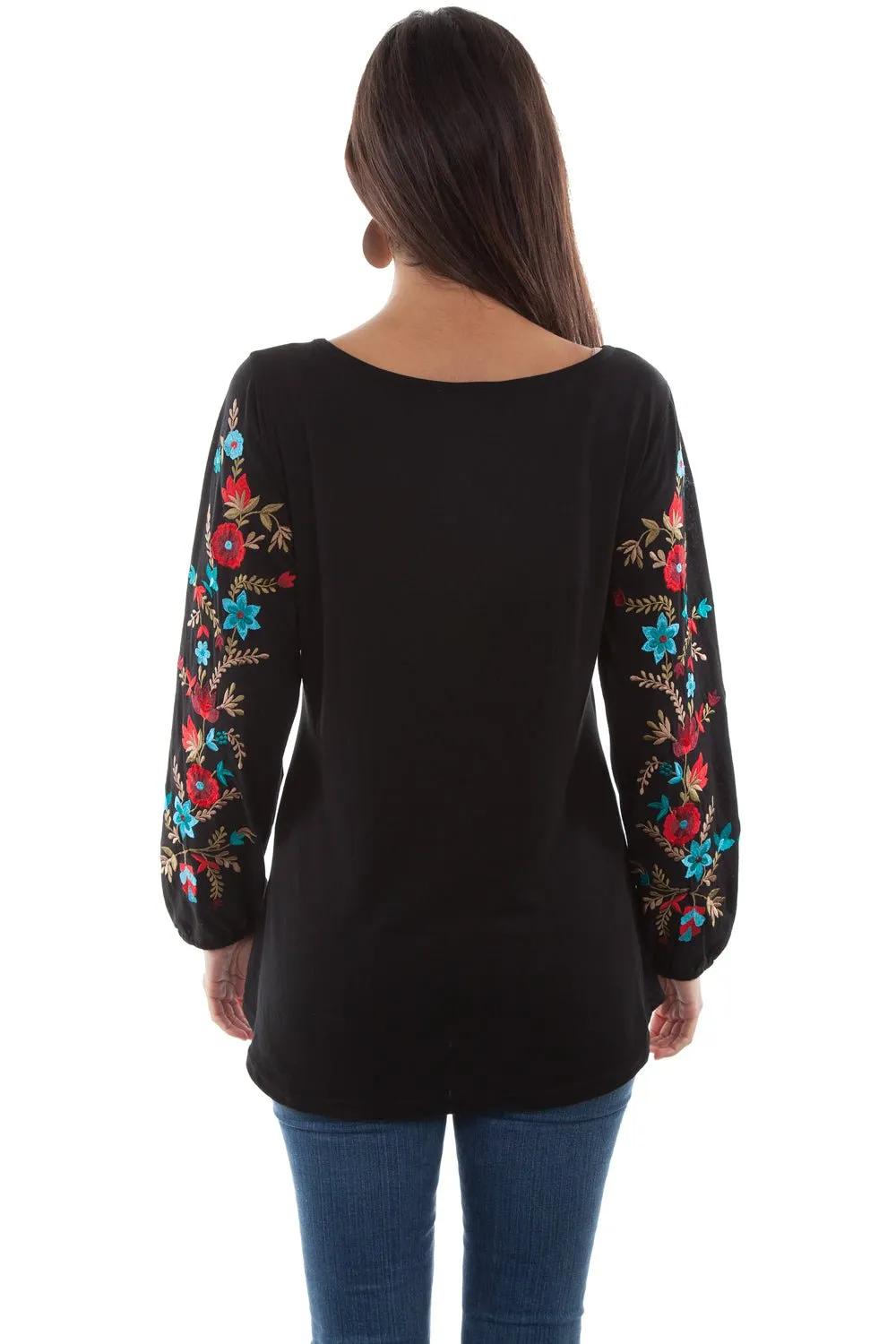 Scully Womens Black Viscose Multi-Floral L/S Tunic Temperature Regulating Fabric