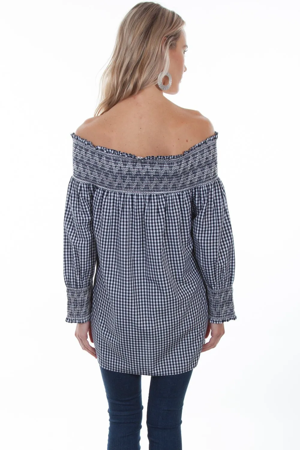 All-Day Wear Smooth Cotton Blend Scully Womens Black/White 100% Cotton Gingham L/S Blouse