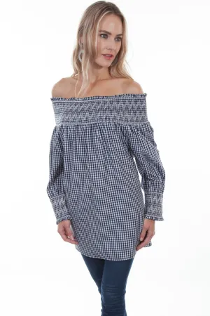 Scully Womens Black/White 100% Cotton Gingham L/S Blouse Moisture Wicking Fabric Scully Womens Black/White 100% Cotton Gingham L/S Blouse Anti Pill Technology
