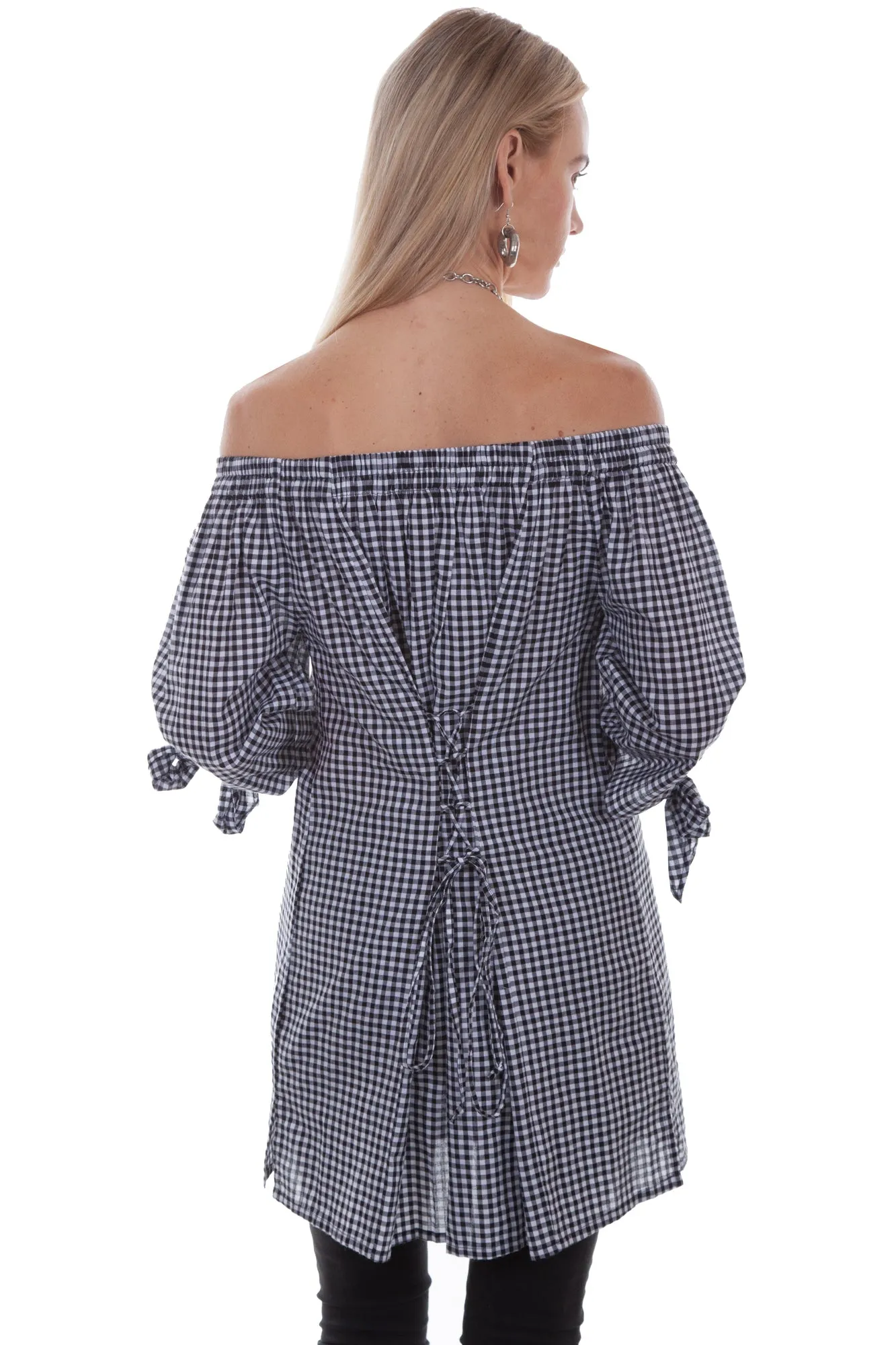 networking event elegant design Scully Womens Black/White 100% Cotton Gingham S/S Blouse