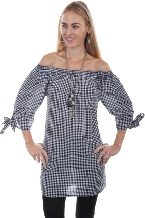 Scully Womens Black/White 100% Cotton Gingham S/S Blouse Organic Cotton Picnic Outfit Scully Womens Black/White 100% Cotton Gingham S/S Blouse