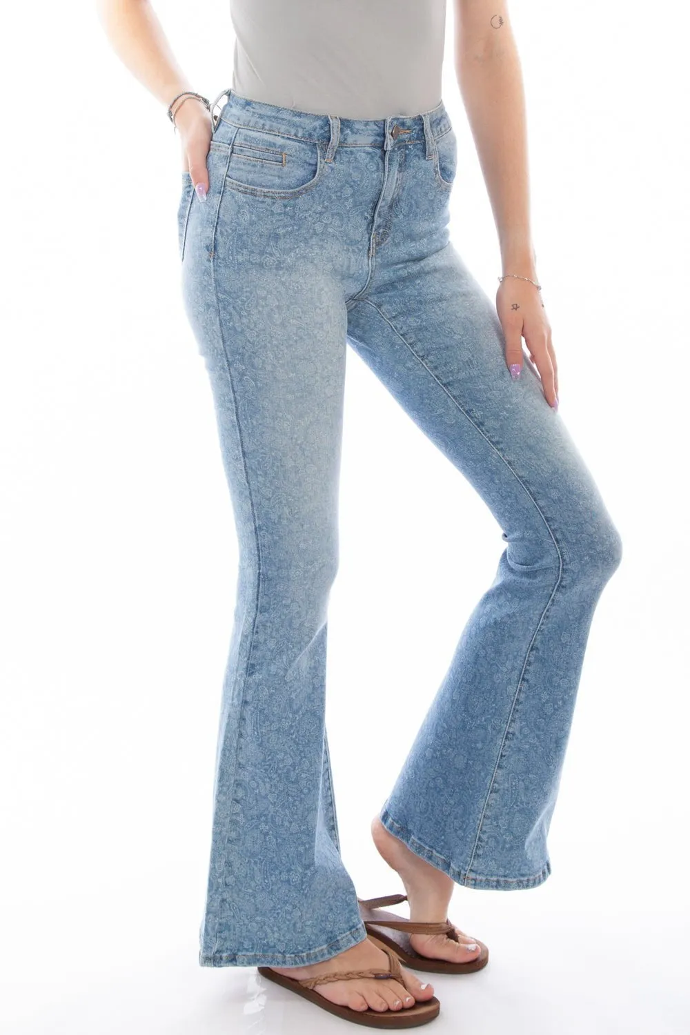 Style Neutral Scully Womens Blue 100% Cotton Paisley Jeans