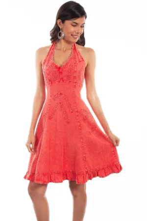 Scully Womens Brick 100% Cotton Halter S/L Dress Vintage Pattern Scully Womens Brick 100% Cotton Halter S/L Dress Effortless Design