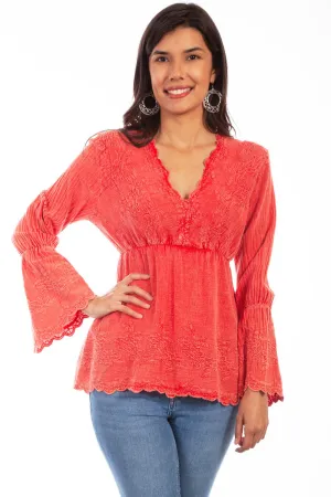 Scully Womens Brick 100% Cotton Plunging L/S Shirt Luxury Trend Scully Womens Brick 100% Cotton Plunging L/S Shirt Everyday Vibrant Vibrant Bold Look Street Fashion