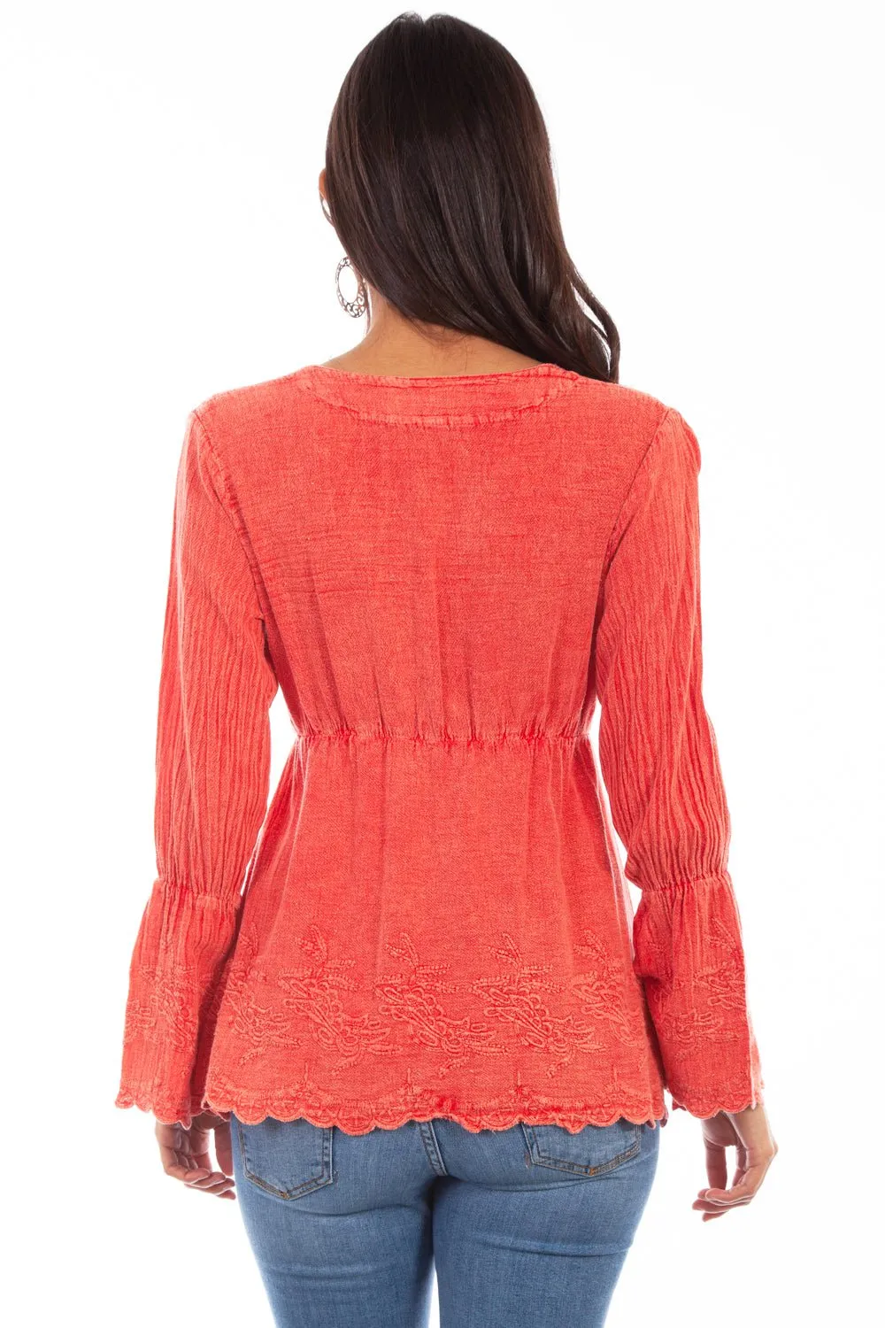 standard fit Scully Womens Brick 100% Cotton Plunging L/S Shirt