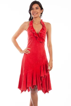Scully Womens Brick 100% Cotton Ruffle Halter S/L Dress Weather Ready Scully Womens Brick 100% Cotton Ruffle Halter S/L Dress Minimalist Trendy Everyday Beach Day Modern
