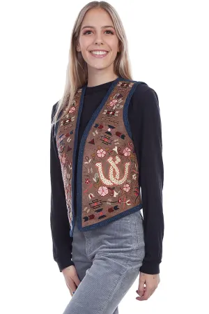Scully Womens Brown Leather Autumn Palette Vest Smart Craft Morning Stroll Streetwear Fan Scully Womens Brown Leather Autumn Palette Vest