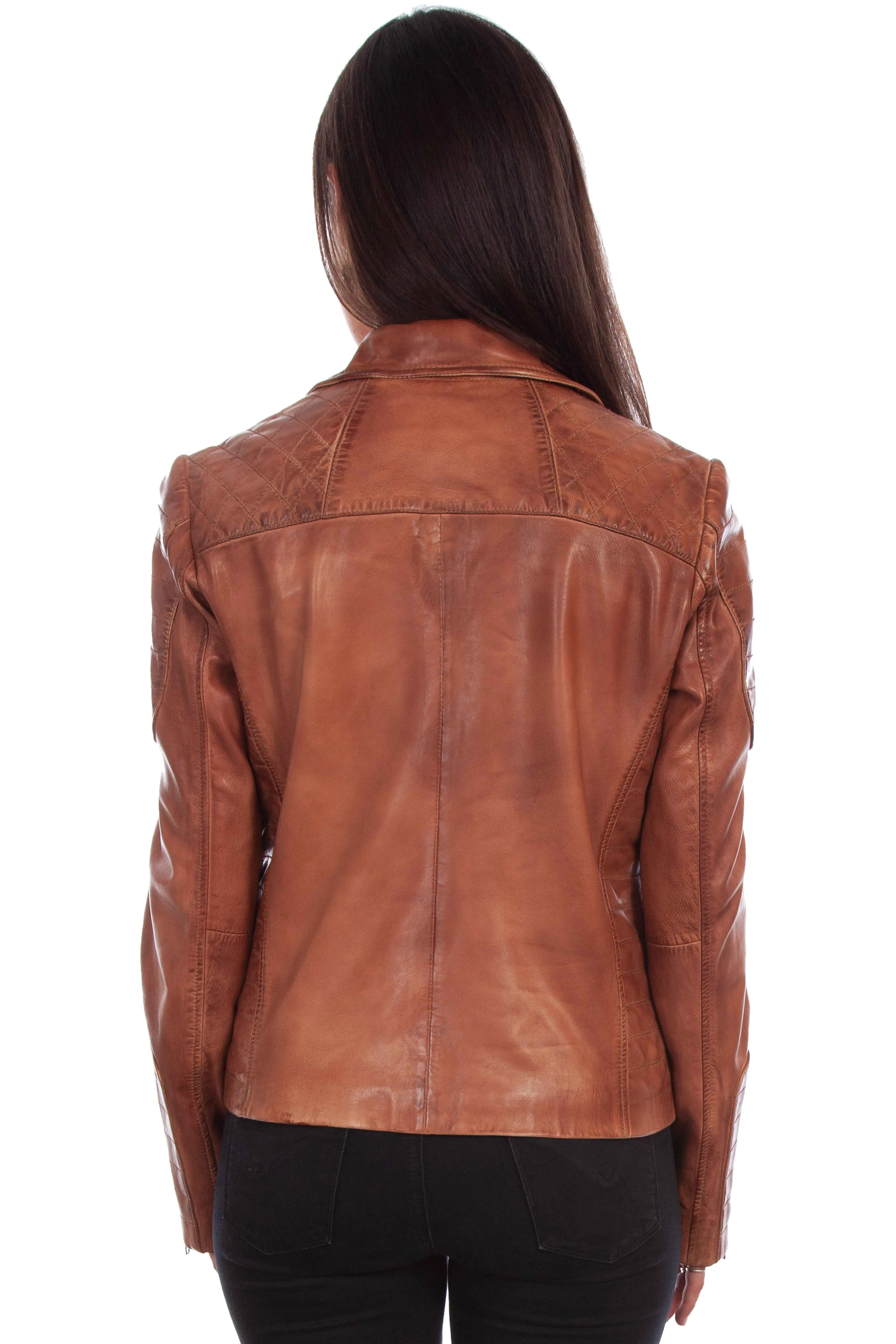 Style Focus Scully Womens Brown Leather Sanded Jacket