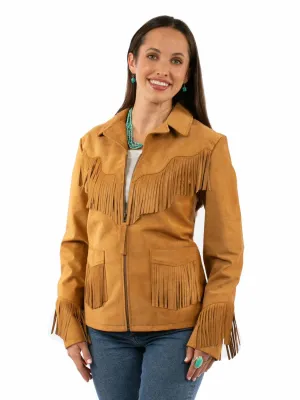 Scully Womens Central Flower Fringe Tan Leather Leather Jacket Anti Sag Waistband Comfortable Wear Stylish Fit Scully Womens Central Flower Fringe Tan Leather Leather Jacket