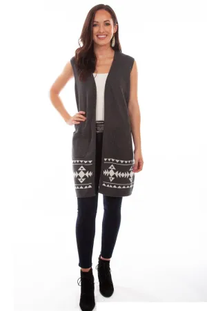 Scully Womens Charcoal 100% Cotton Indian Headdress Cardigan Polished Shape Scully Womens Charcoal 100% Cotton Indian Headdress Cardigan Daily Clothing