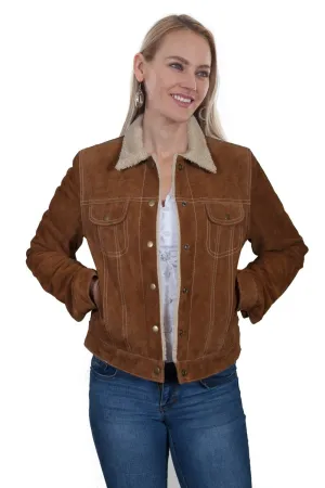 Scully Womens Cinnamon Suede Faux Fur Jean Jacket XL Durable Shape School Fit Scully Womens Cinnamon Suede Faux Fur Jean Jacket XL