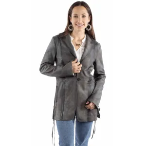 Scully Womens Classic Long Length Vintage Grey Leather Leather Jacket Pre Shrunk Material Scully Womens Classic Long Length Vintage Grey Leather Leather Jacket Breathable Weekend Warrior Travel Outfit