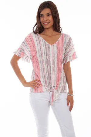 Scully Womens Clay/Coral Cotton Blend Tie Front S/S Blouse Ultimate Comfort Scully Womens Clay/Coral Cotton Blend Tie Front S/S Blouse Durable Fabric Anti Static Fabric