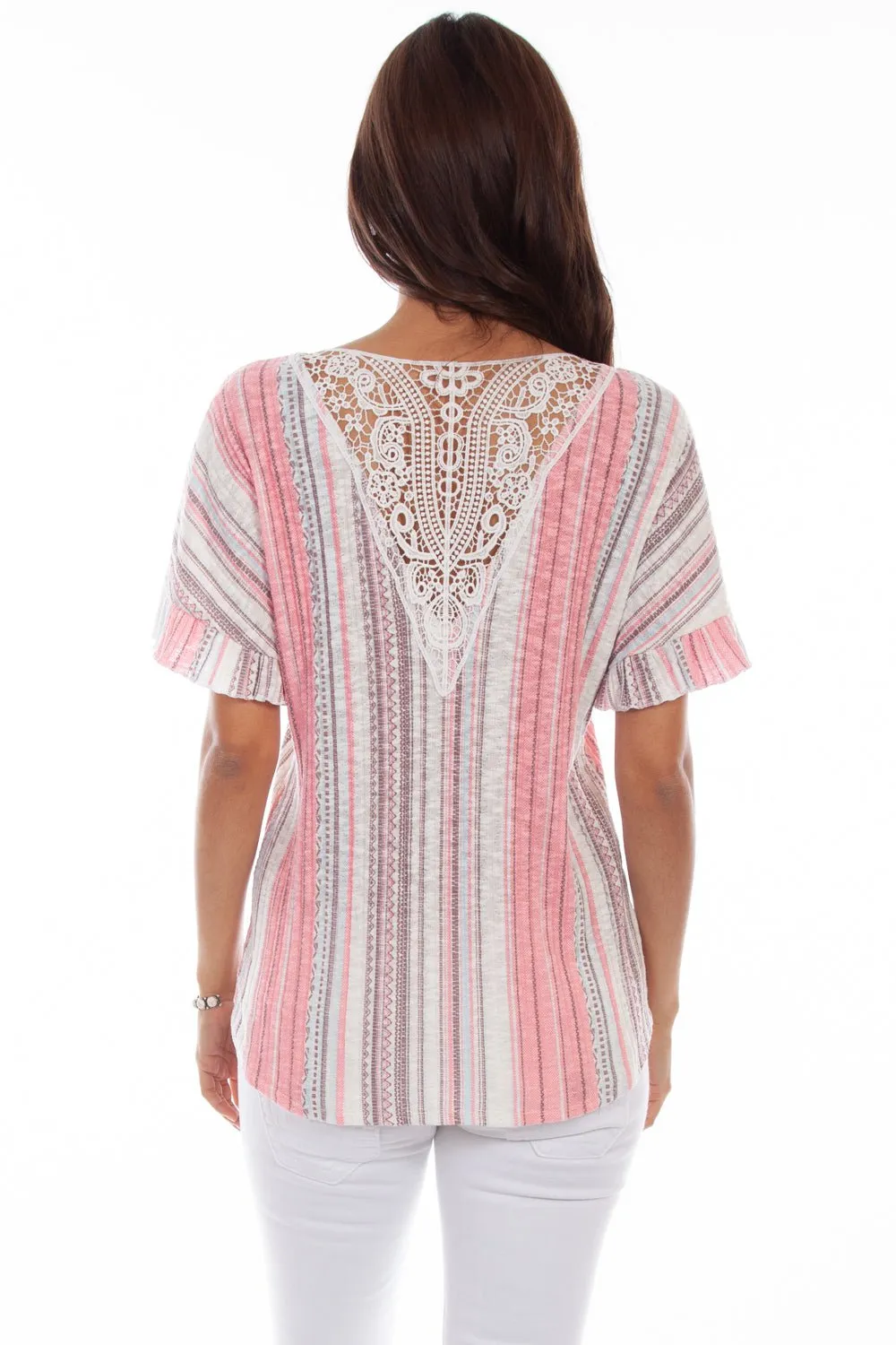 Scully Womens Clay/Coral Cotton Blend Tie Front S/S Blouse Cocktail Event Perfect Layer