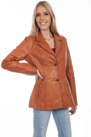 Scully Womens Cognac Lamb Leather Blazer Jacket Comfy Wear Scully Womens Cognac Lamb Leather Blazer Jacket Couple Look Athlete Fit Festival Outfit High Quality Eco Friendly