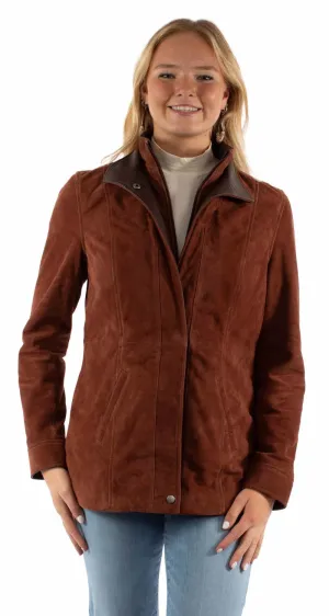 Scully Womens Contrasting Embellished Snap Meron Suede Leather Jacket Sleek Motion Clean Lines Scully Womens Contrasting Embellished Snap Meron Suede Leather Jacket