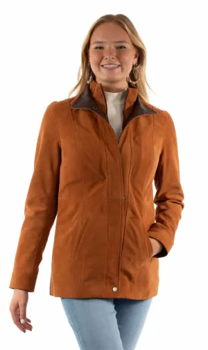 Scully Womens Contrasting Embellished Snap Tan Suede Leather Jacket Abrasion resistant Scully Womens Contrasting Embellished Snap Tan Suede Leather Jacket Morning Stroll Stretch Fit And Easy