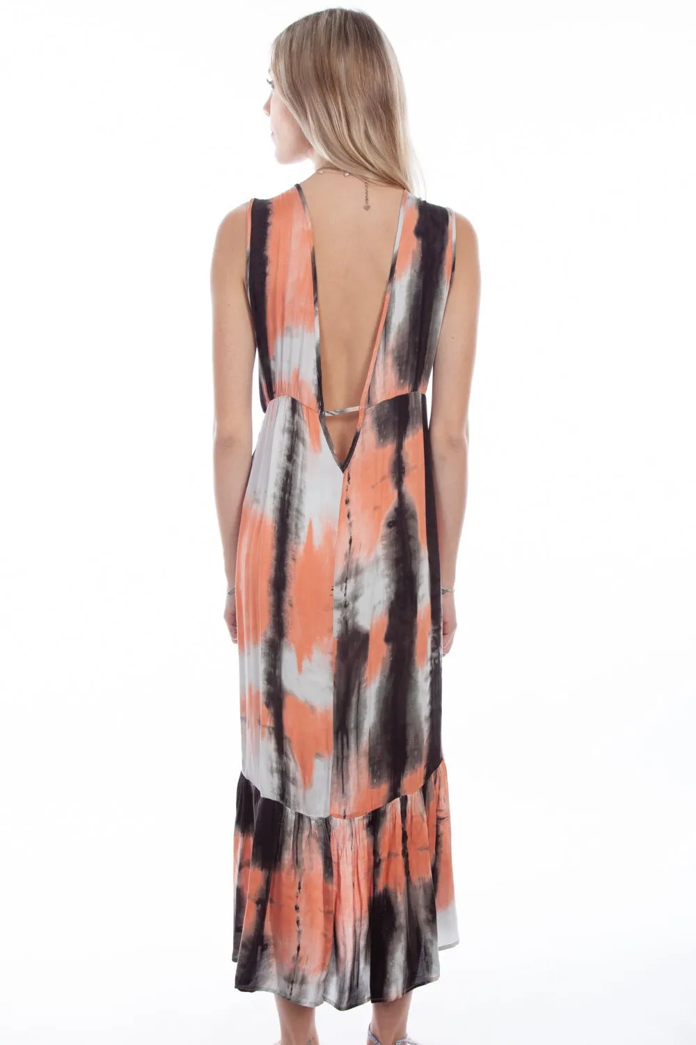 City Approved Scully Womens Coral Rayon Tie-Dye L/S Dress