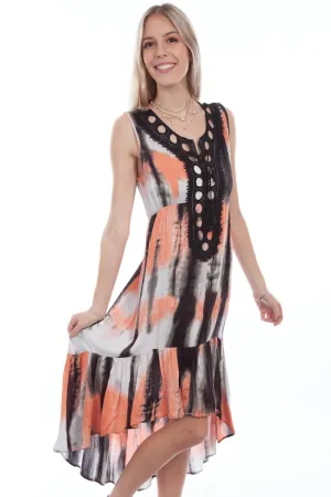 Scully Womens Coral Rayon Tie-Dye L/S Dress Authentic Touch Scully Womens Coral Rayon Tie-Dye L/S Dress Festival Outfit Comfy Brunch Outfit Vintage Lover Formal