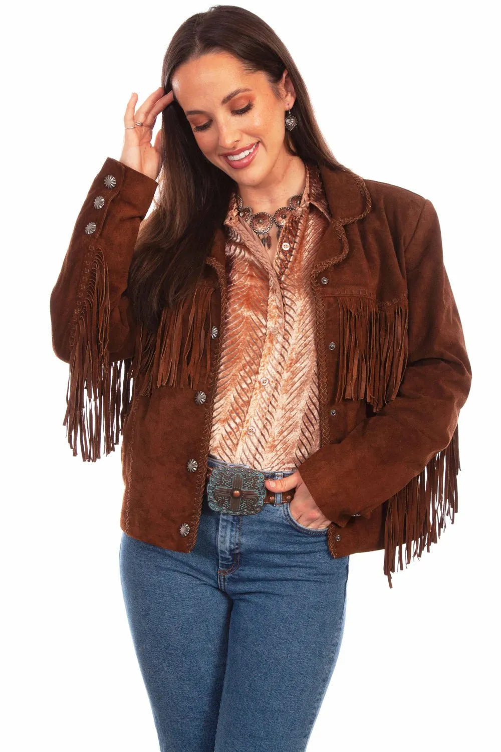 Scully Womens Cowgirl Fringe Cafe Brown Leather Leather Jacket XL Comfy Classic High Quality Style Combo