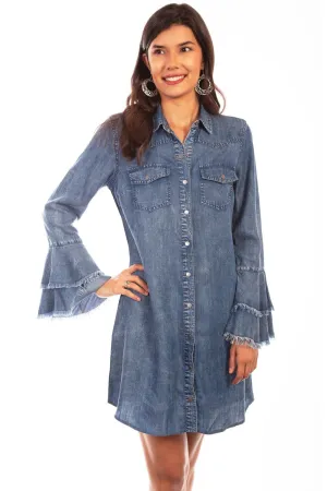 Scully Womens Denim 100% Cotton Western Shirt L/S Dress M Raw Hem Design Scully Womens Denim 100% Cotton Western Shirt L/S Dress M Athlete Fit Holiday Vibes Minimalist Style Chill Outfit