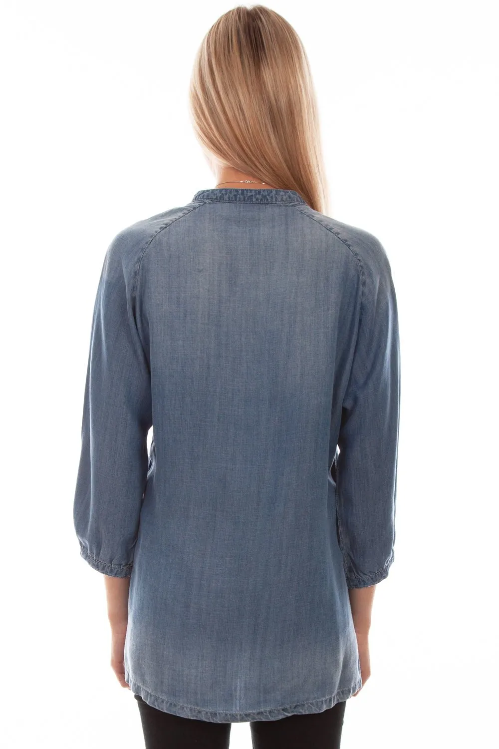 Versatile Outfit Scully Womens Denim Tencel Aztec Western S/S Blouse