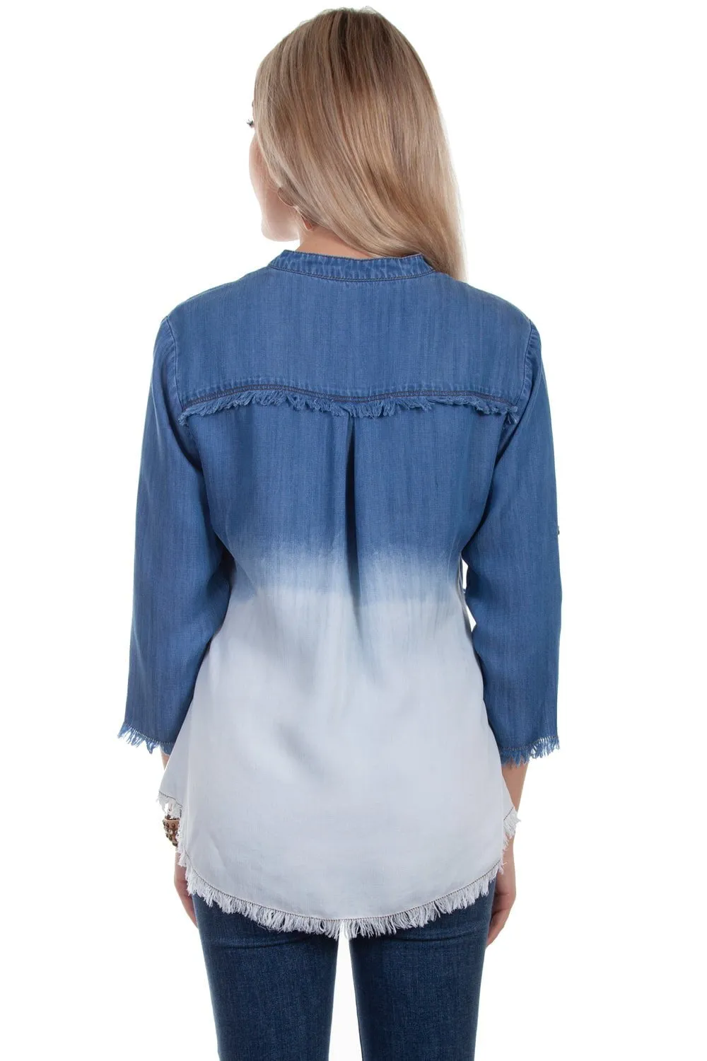 Scully Womens Denim Tencel Dip Dye S/S Blouse shopping spree