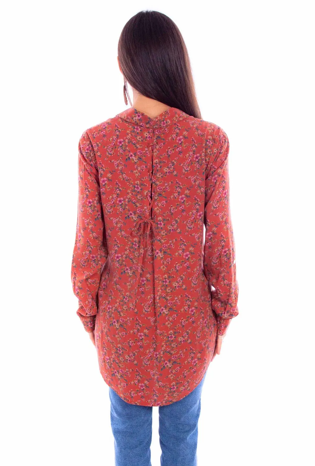 Stretch Fit Technology formal dinner Scully Womens Ditsy Floral Rust 100% Rayon L/S Shirt
