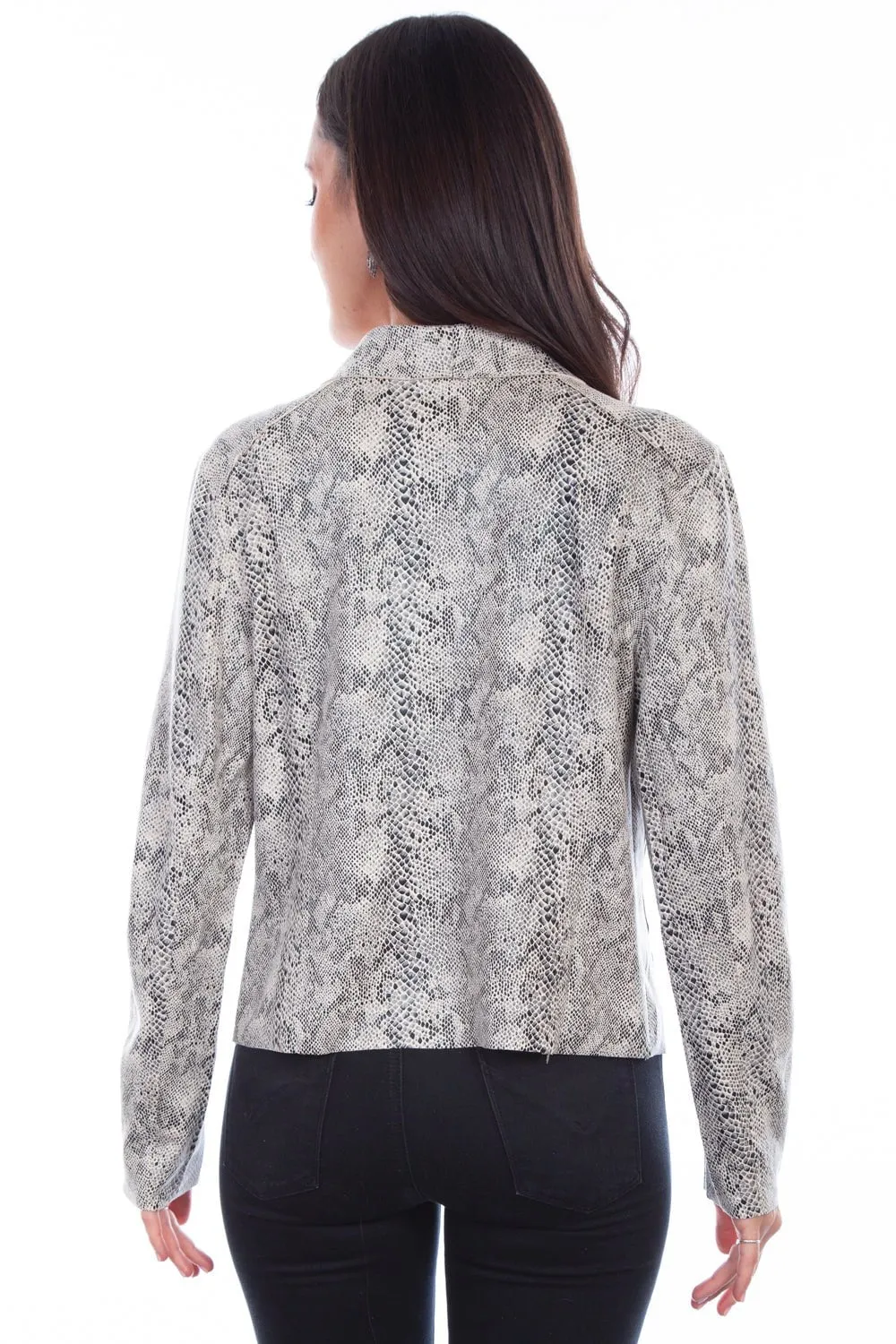 Smart Layer Urban Explorer Evening Stroll Casual Friday Scully Womens Drape Crossover Grey/White Polyester Blend Jacket