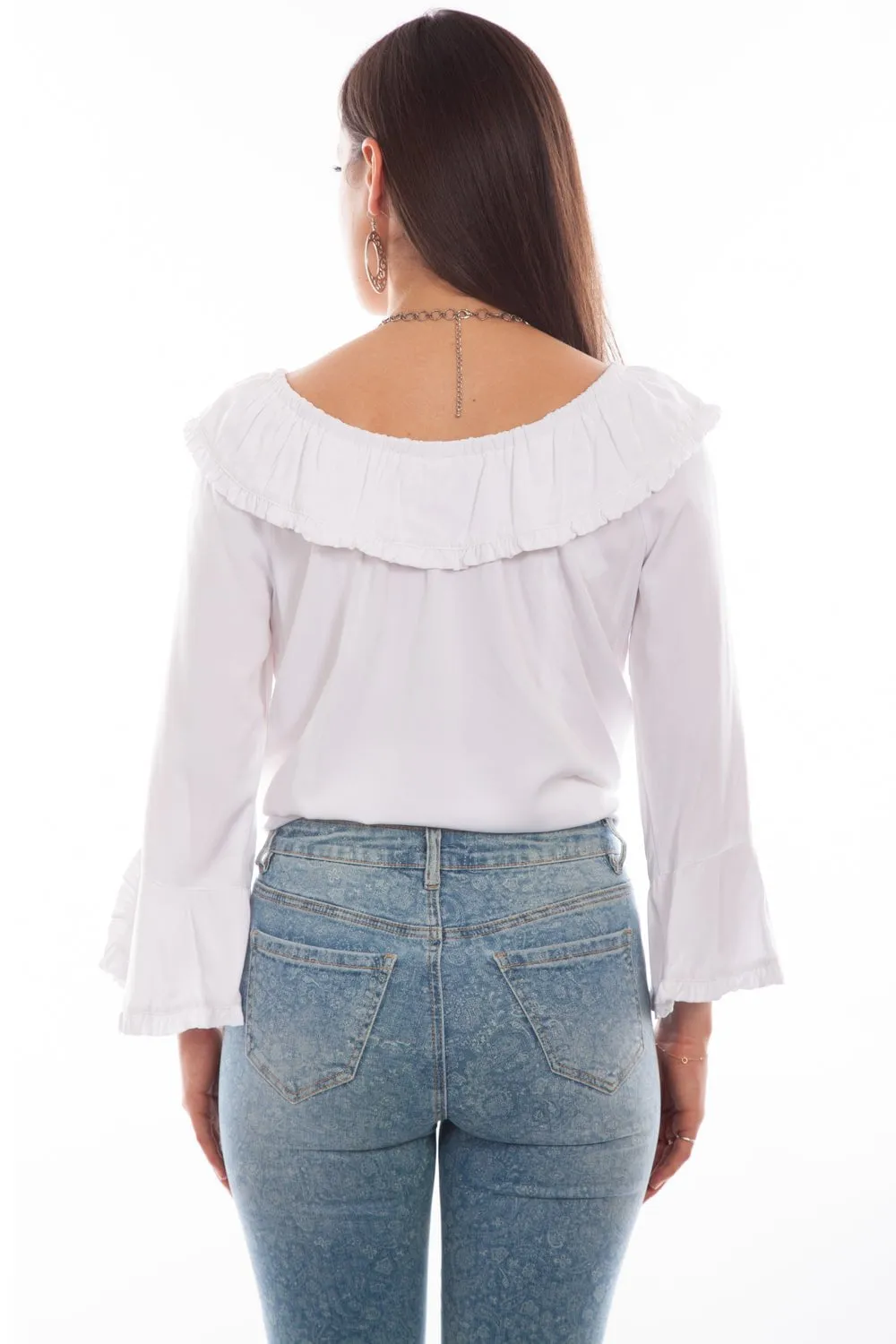 Scully Womens Drapey Silhouette White 100% Rayon L/S Tunic Resort Wear Trendy Layer