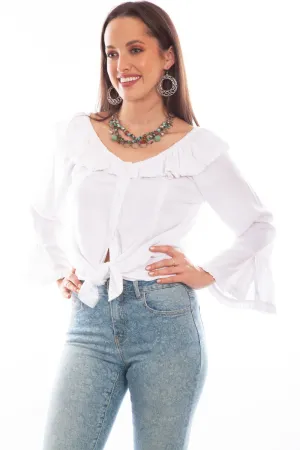 Scully Womens Drapey Silhouette White 100% Rayon L/S Tunic Stylish Fit Scully Womens Drapey Silhouette White 100% Rayon L/S Tunic Festival Fashion Creative Professional